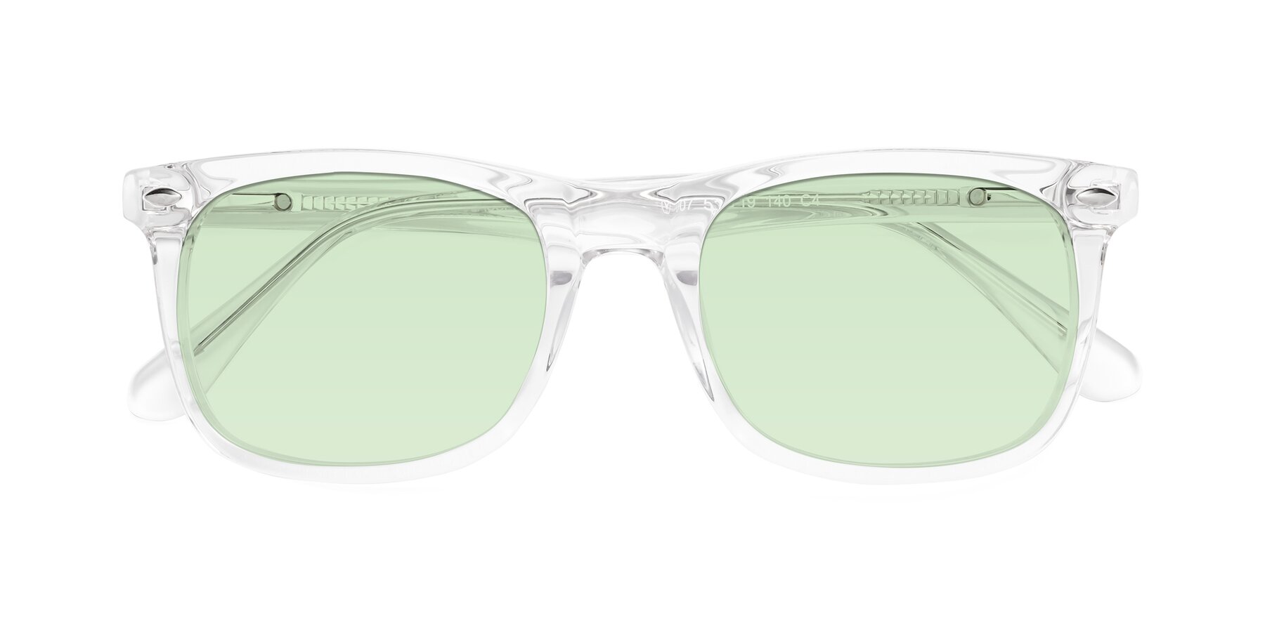 Folded Front of 007 in Clear with Light Green Tinted Lenses