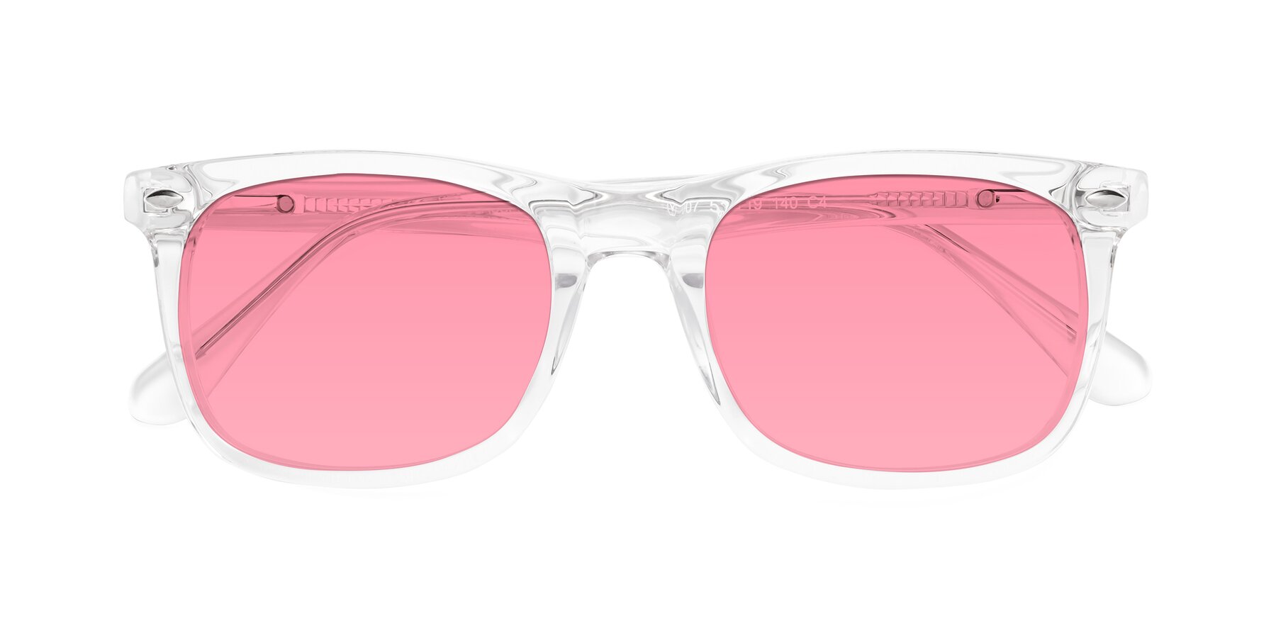 Folded Front of 007 in Clear with Pink Tinted Lenses