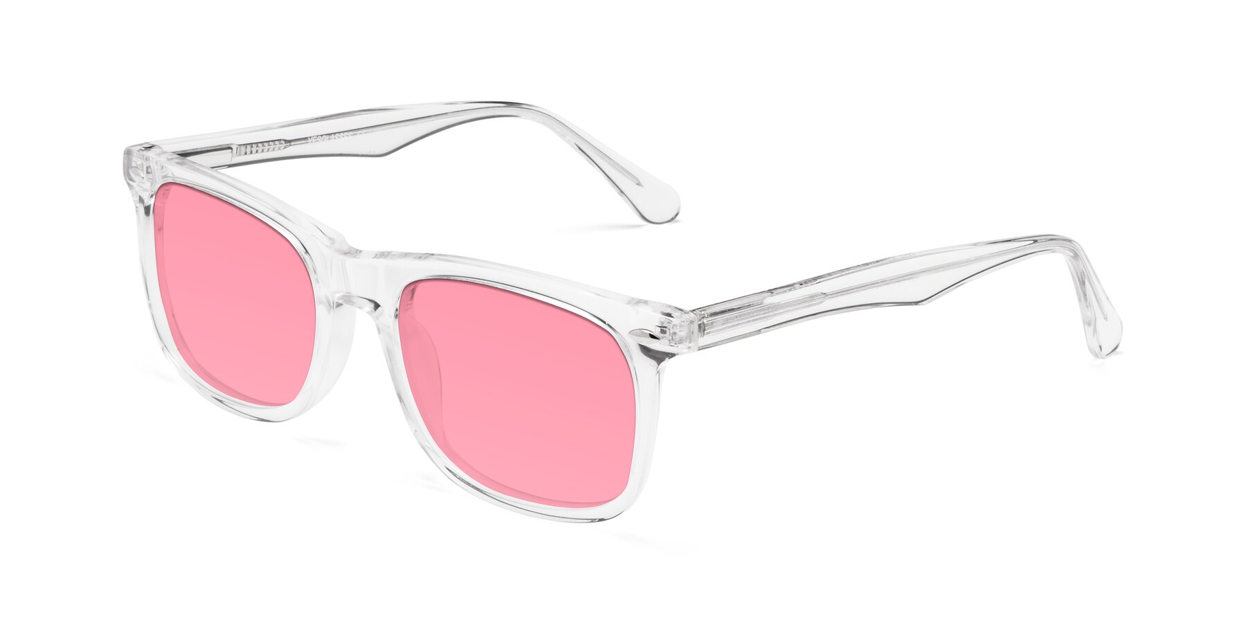 Angle of 007 in Clear with Pink Tinted Lenses