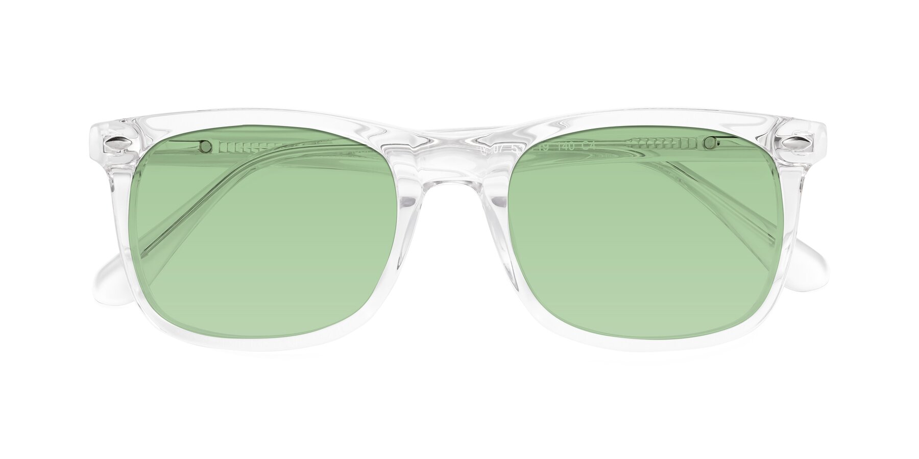 Folded Front of 007 in Clear with Medium Green Tinted Lenses
