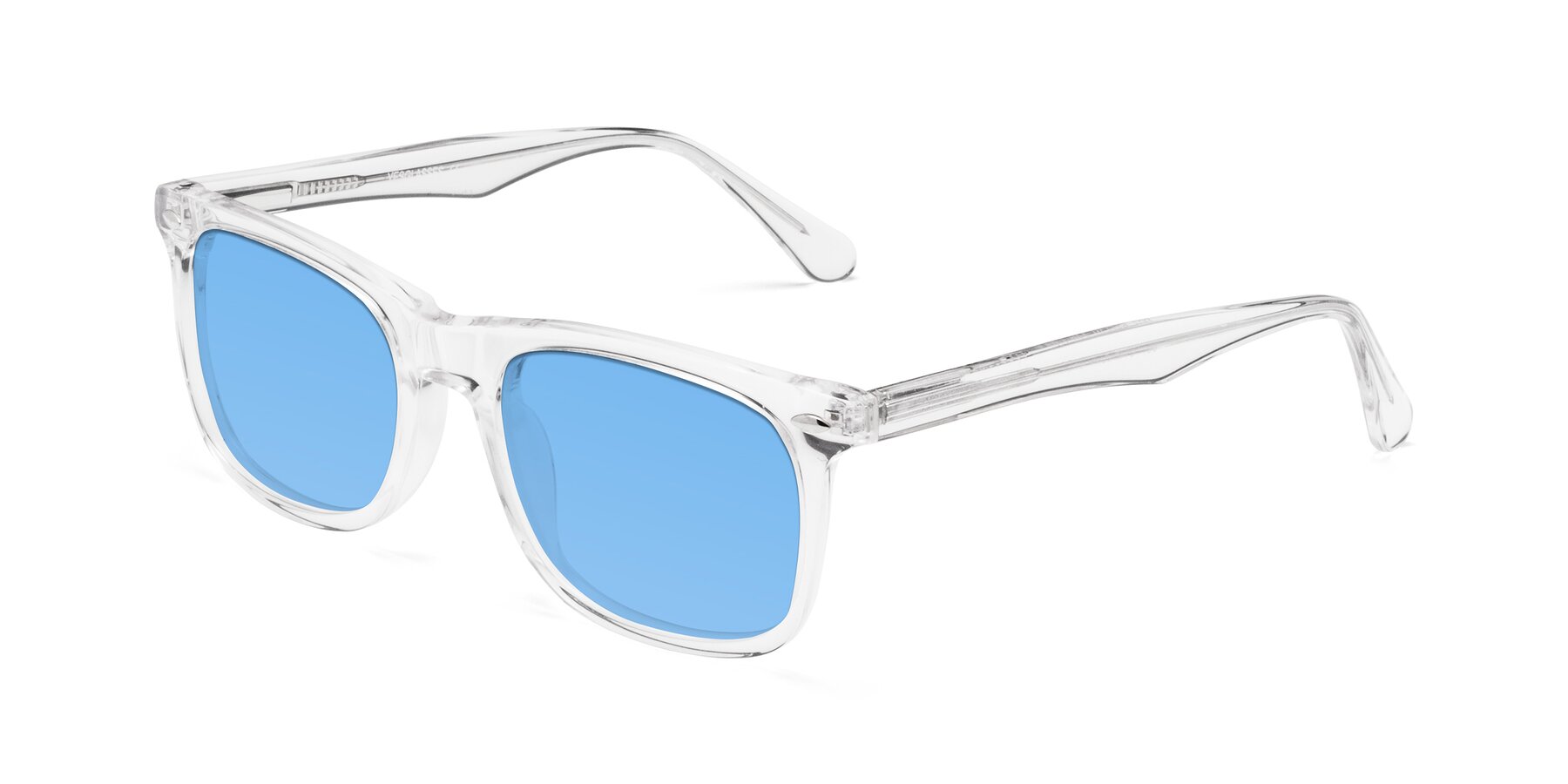 Angle of 007 in Clear with Medium Blue Tinted Lenses