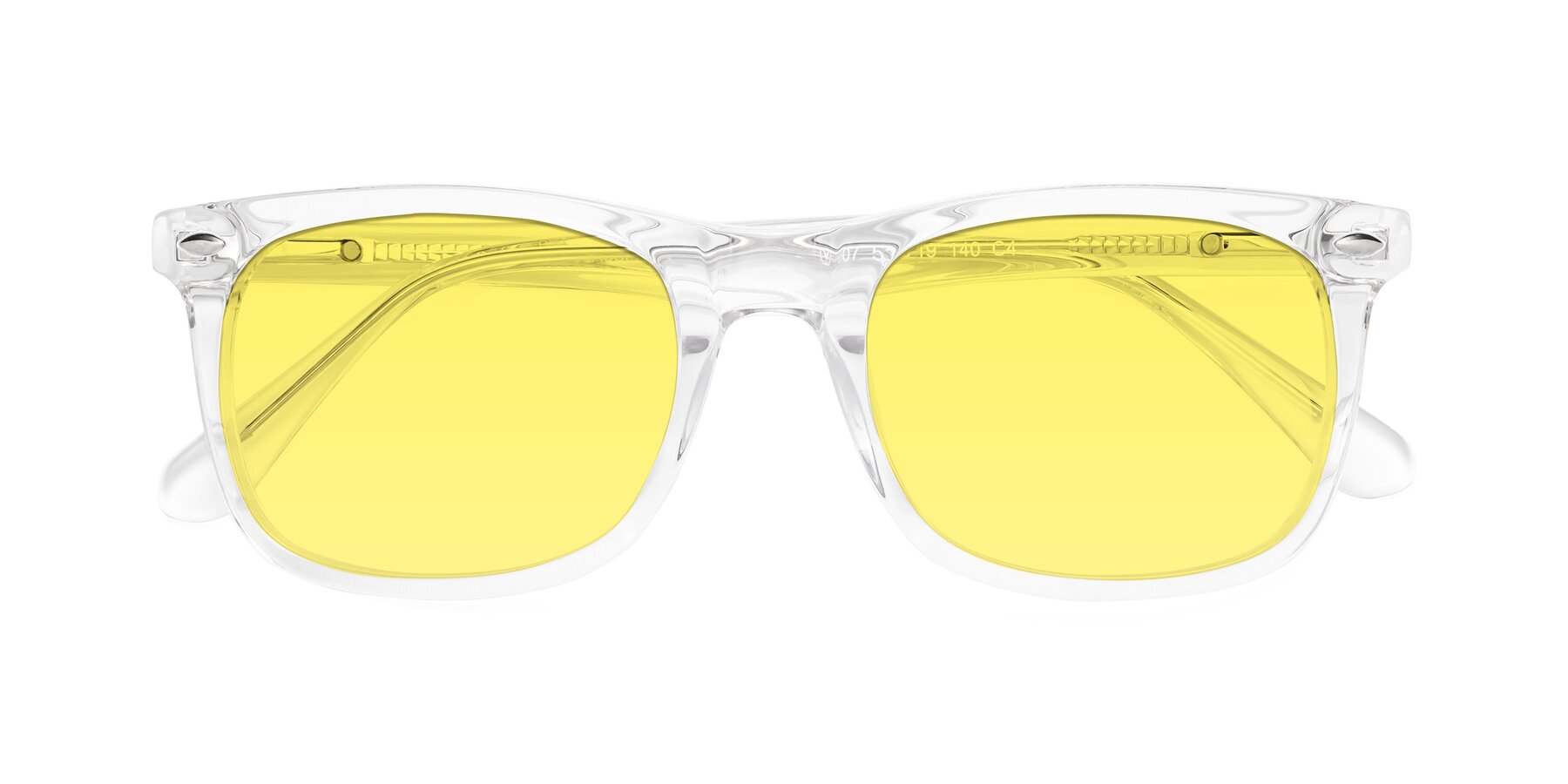 Folded Front of 007 in Clear with Medium Yellow Tinted Lenses