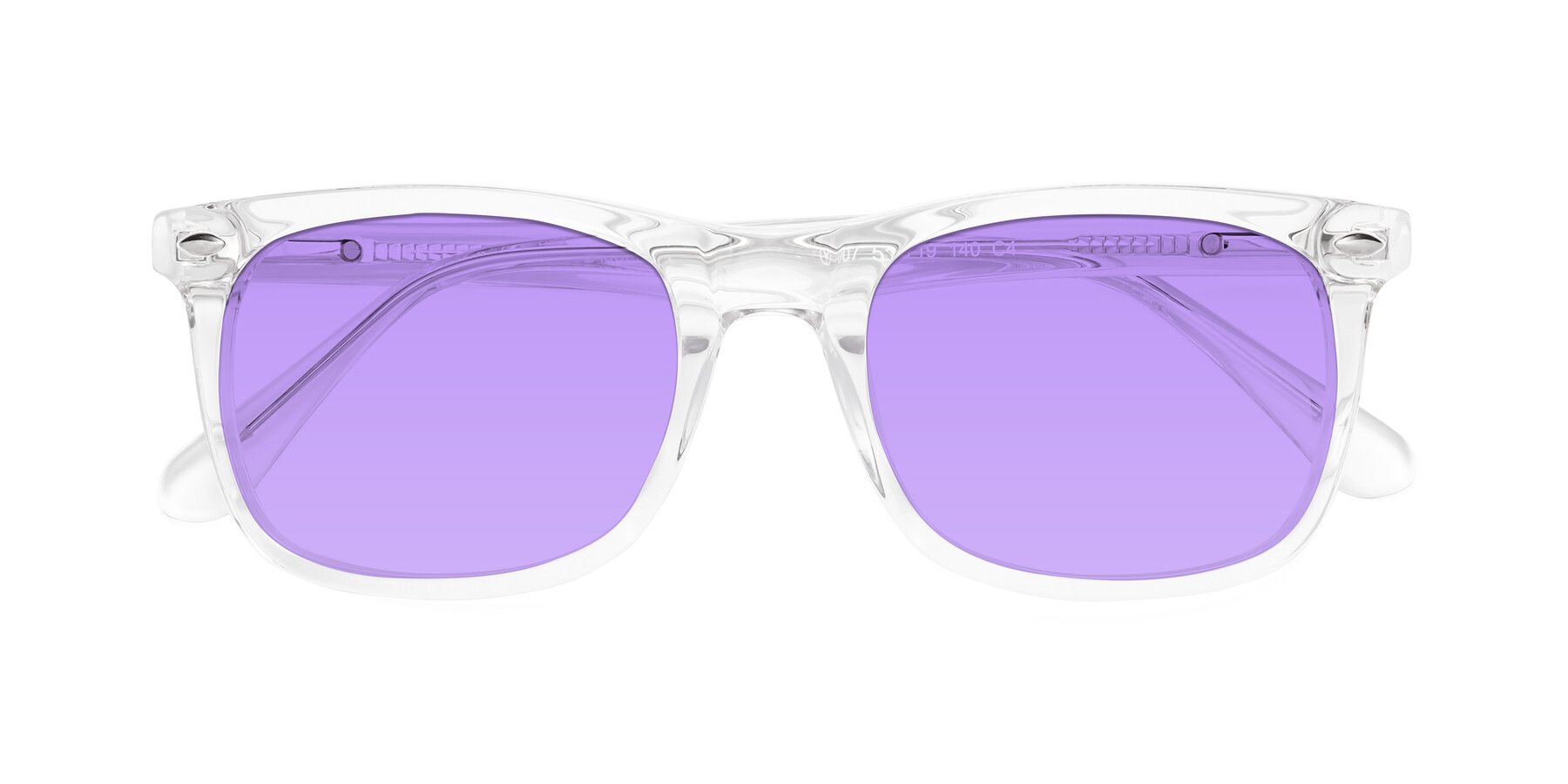 Folded Front of 007 in Clear with Medium Purple Tinted Lenses