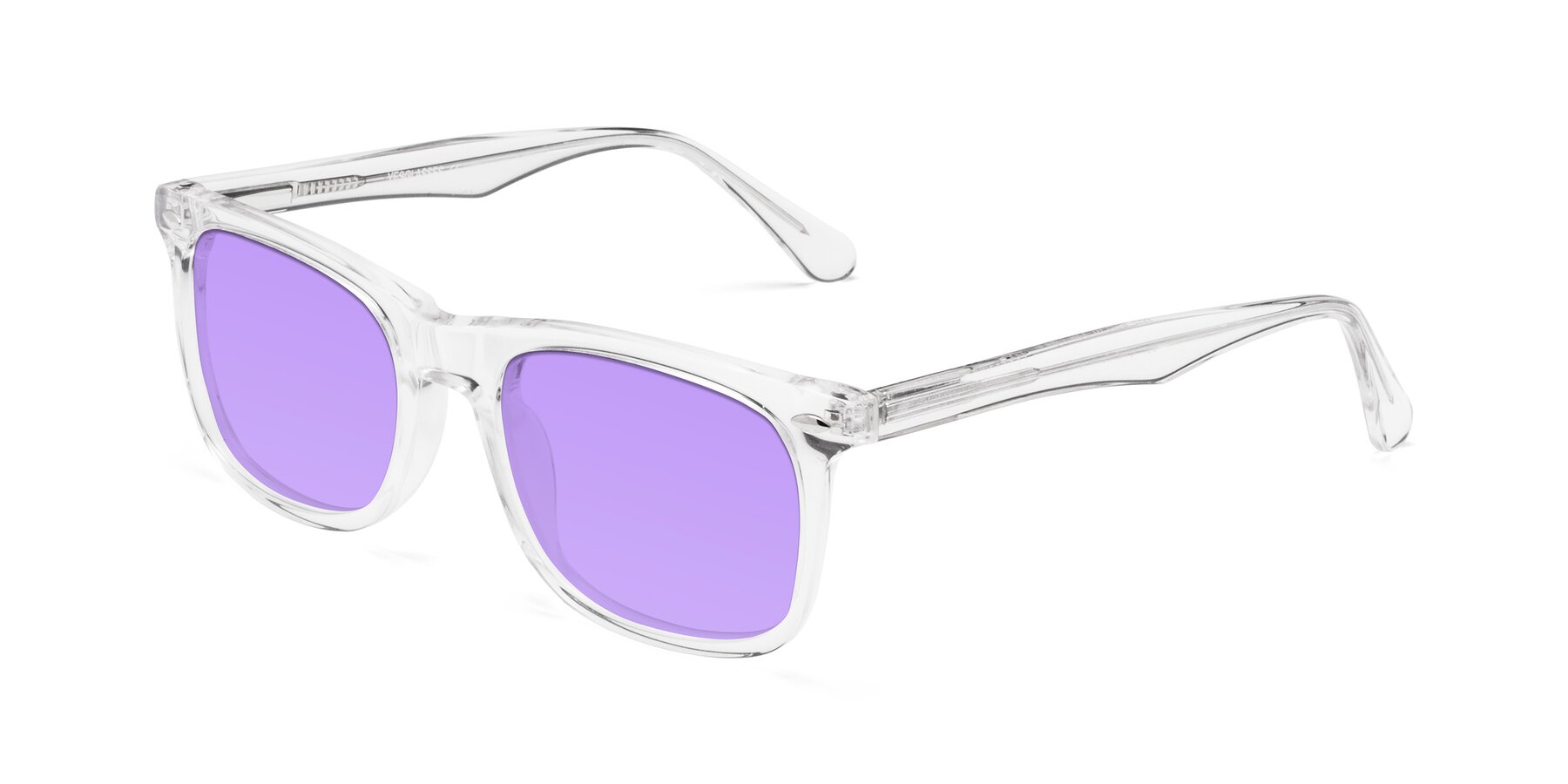 Angle of 007 in Clear with Medium Purple Tinted Lenses