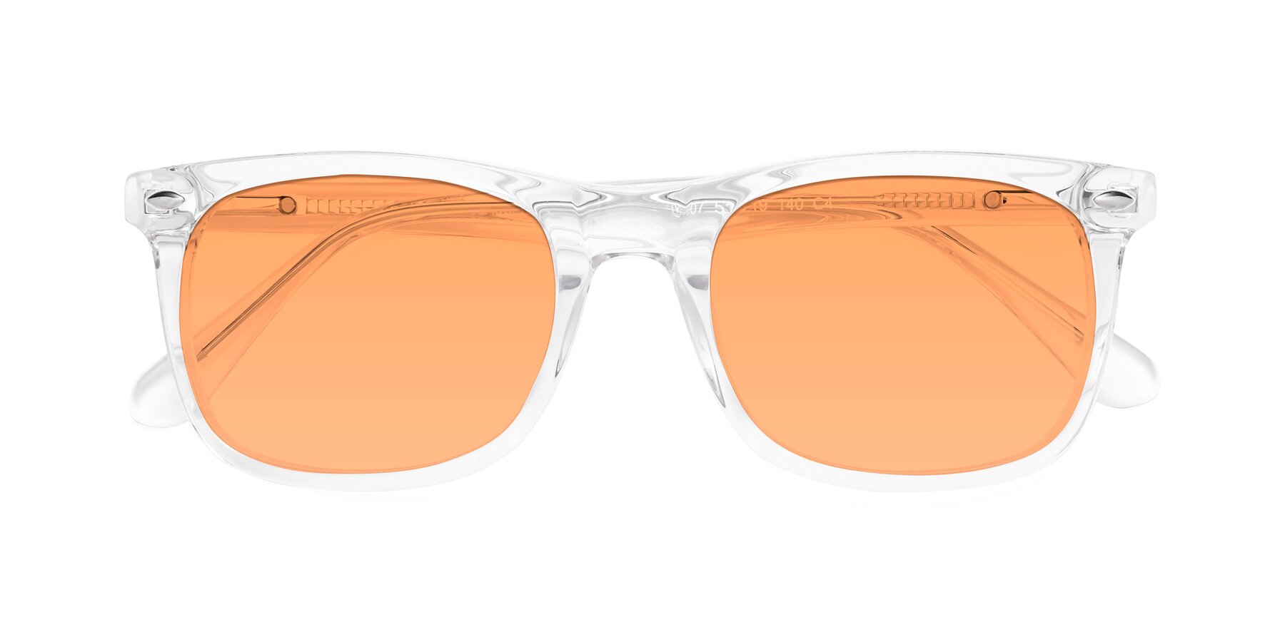 Folded Front of 007 in Clear with Medium Orange Tinted Lenses