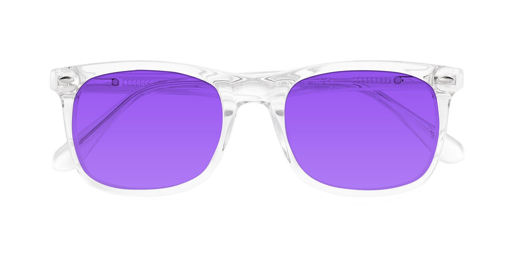 Folded Front of 007 in Clear with Purple Tinted Lenses