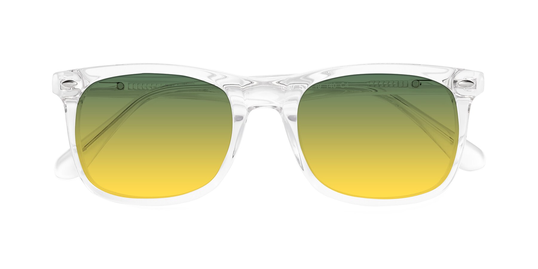 Folded Front of 007 in Clear with Green / Yellow Gradient Lenses