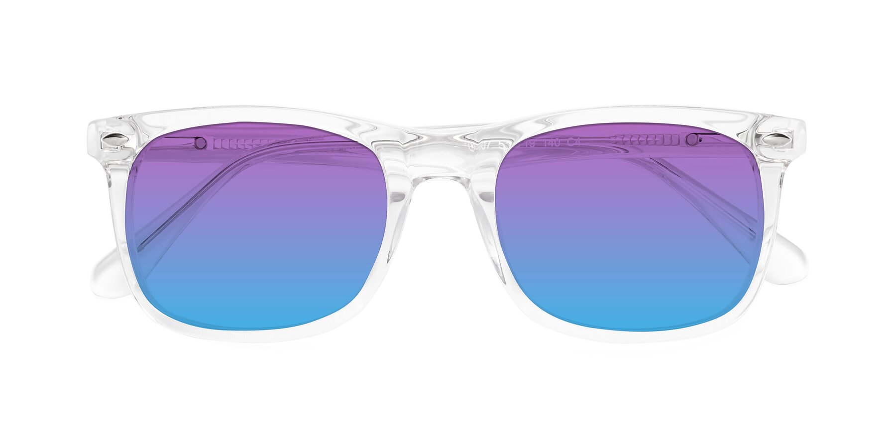 Folded Front of 007 in Clear with Purple / Blue Gradient Lenses