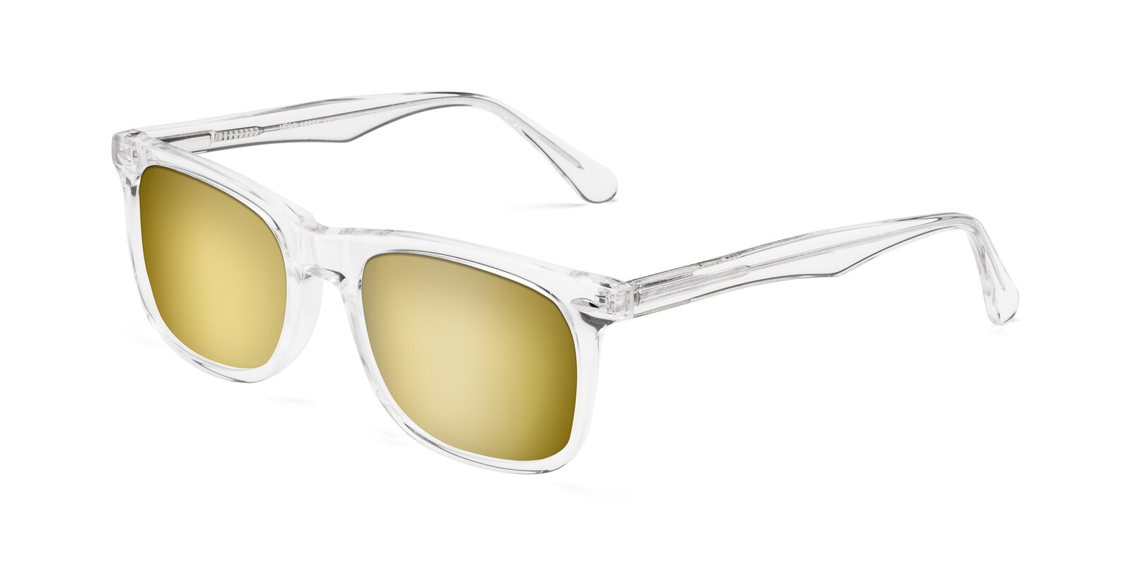 MSS2408-C15-56 ADUR SUNGLASSES MEN TANSPARENT CLEAR SHINY GOLD BROWN WITH GOLD MIRROW