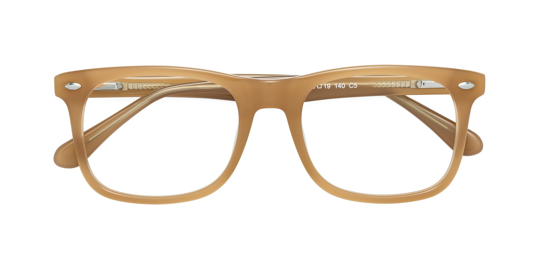 Folded Front of 007 in Caramel with Clear Blue Light Blocking Lenses