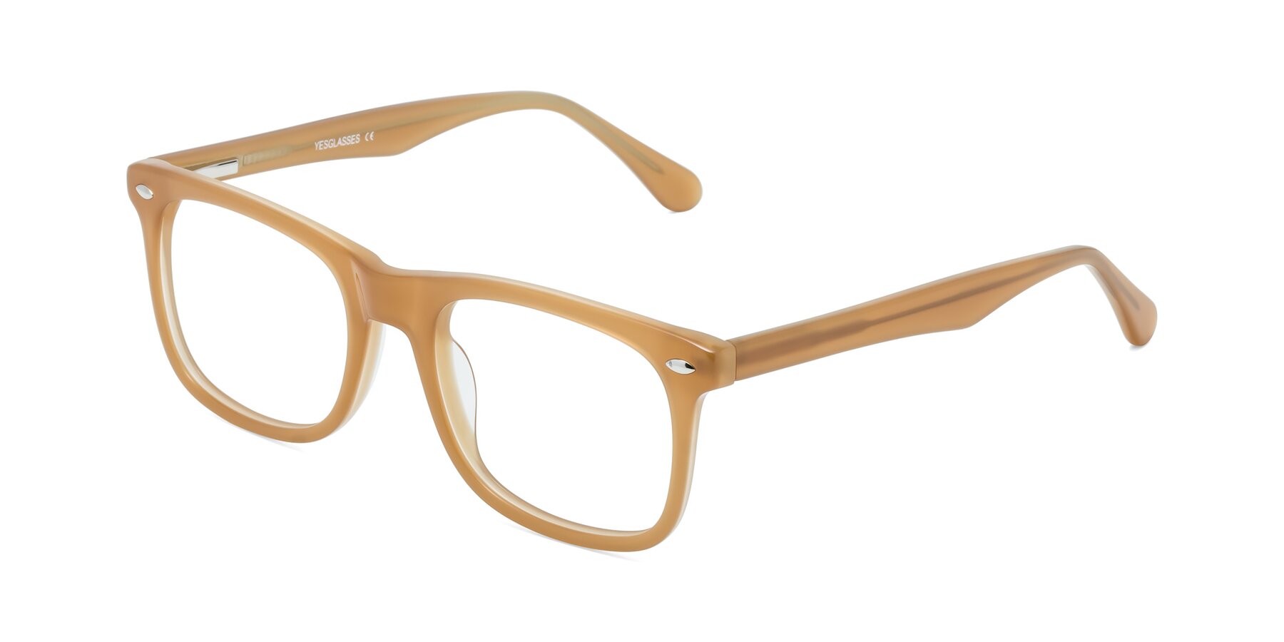 Angle of 007 in Caramel with Clear Blue Light Blocking Lenses