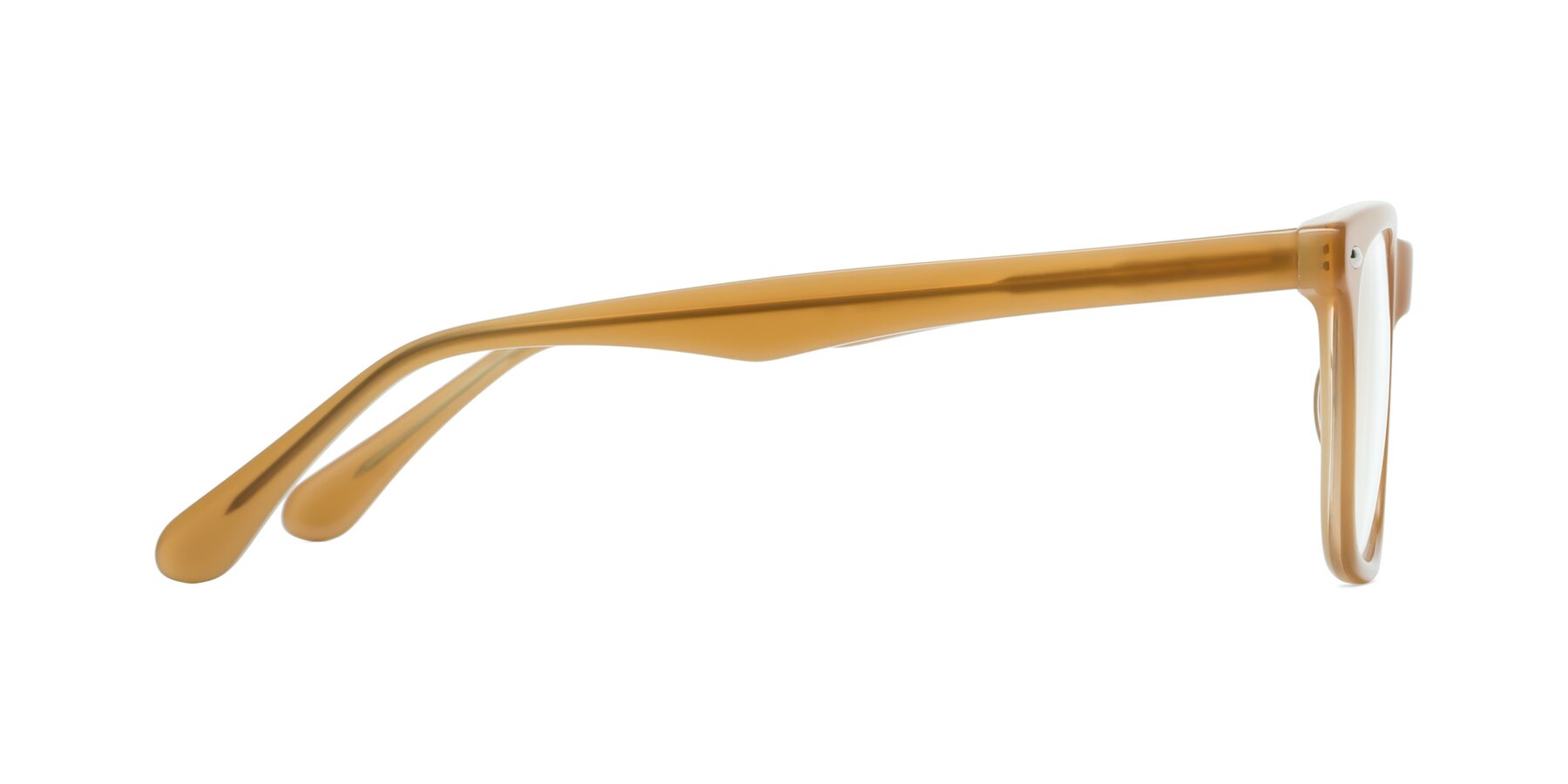 Side of 007 in Caramel with Clear Reading Eyeglass Lenses