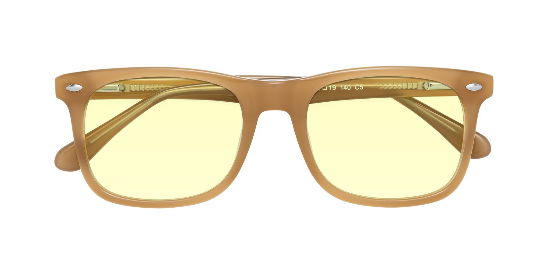 Folded Front of 007 in Caramel with Light Yellow Tinted Lenses