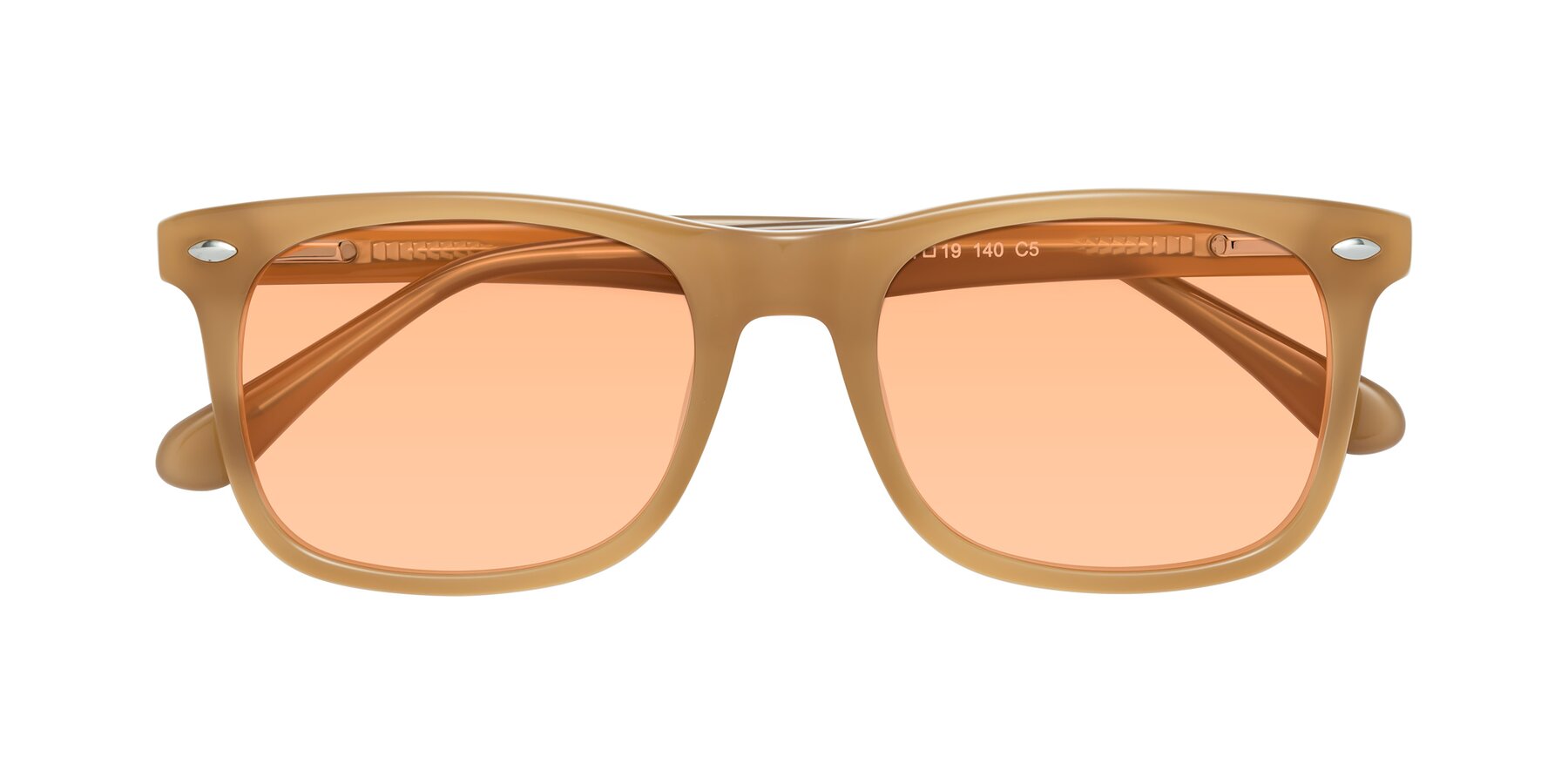 Folded Front of 007 in Caramel with Light Orange Tinted Lenses