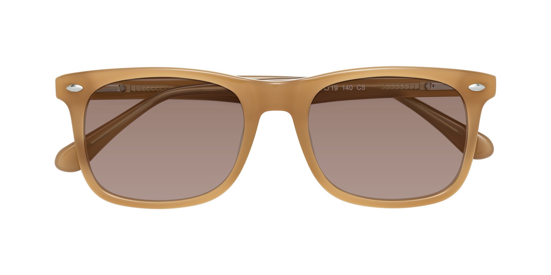 Folded Front of 007 in Caramel with Medium Brown Tinted Lenses