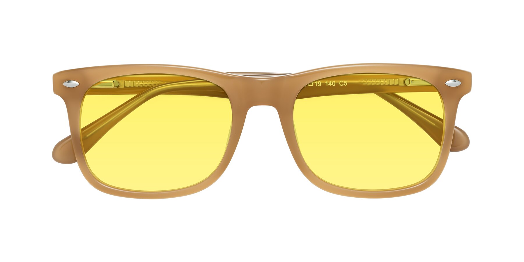 Folded Front of 007 in Caramel with Medium Yellow Tinted Lenses