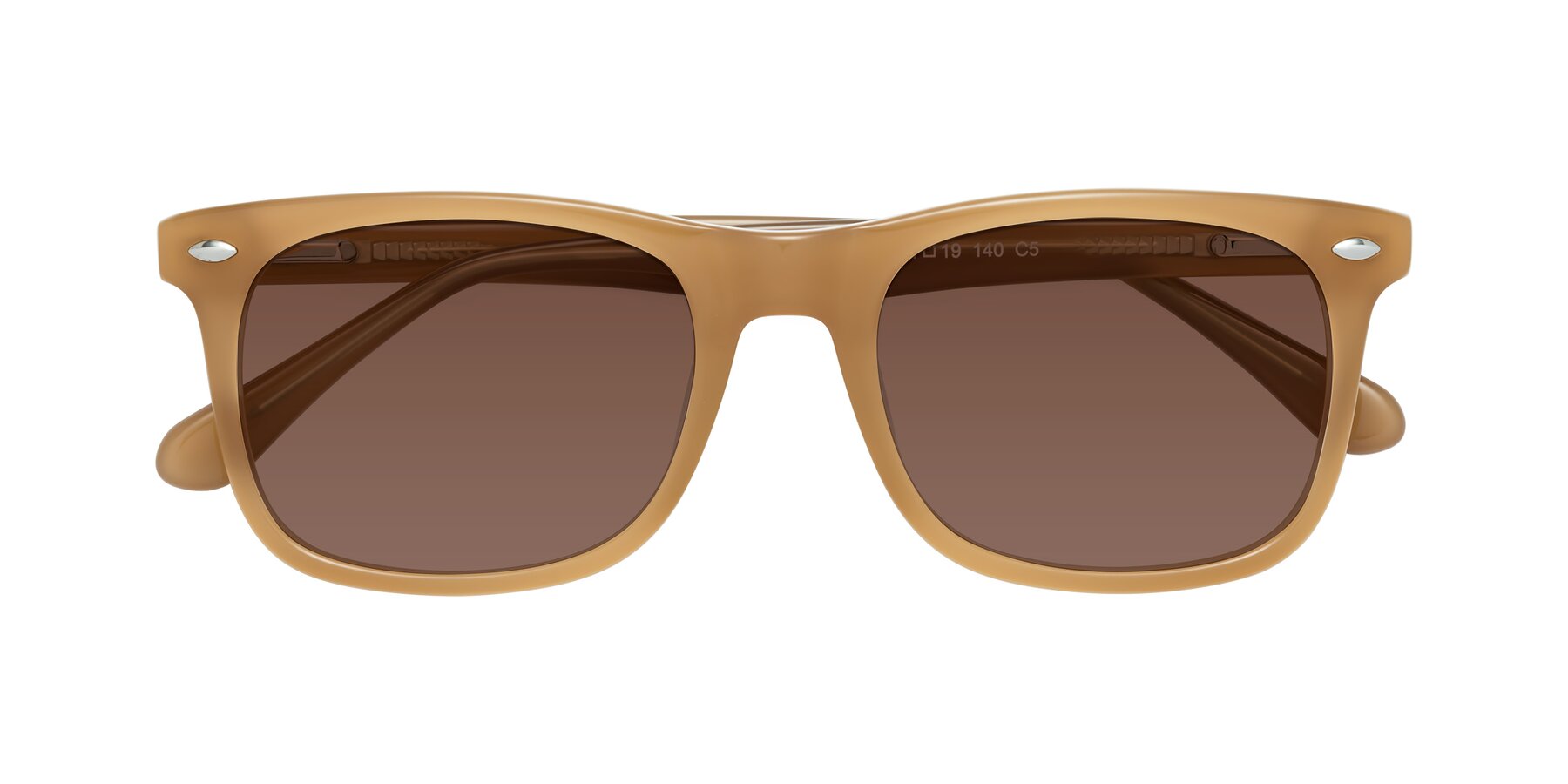 Folded Front of 007 in Caramel with Brown Tinted Lenses