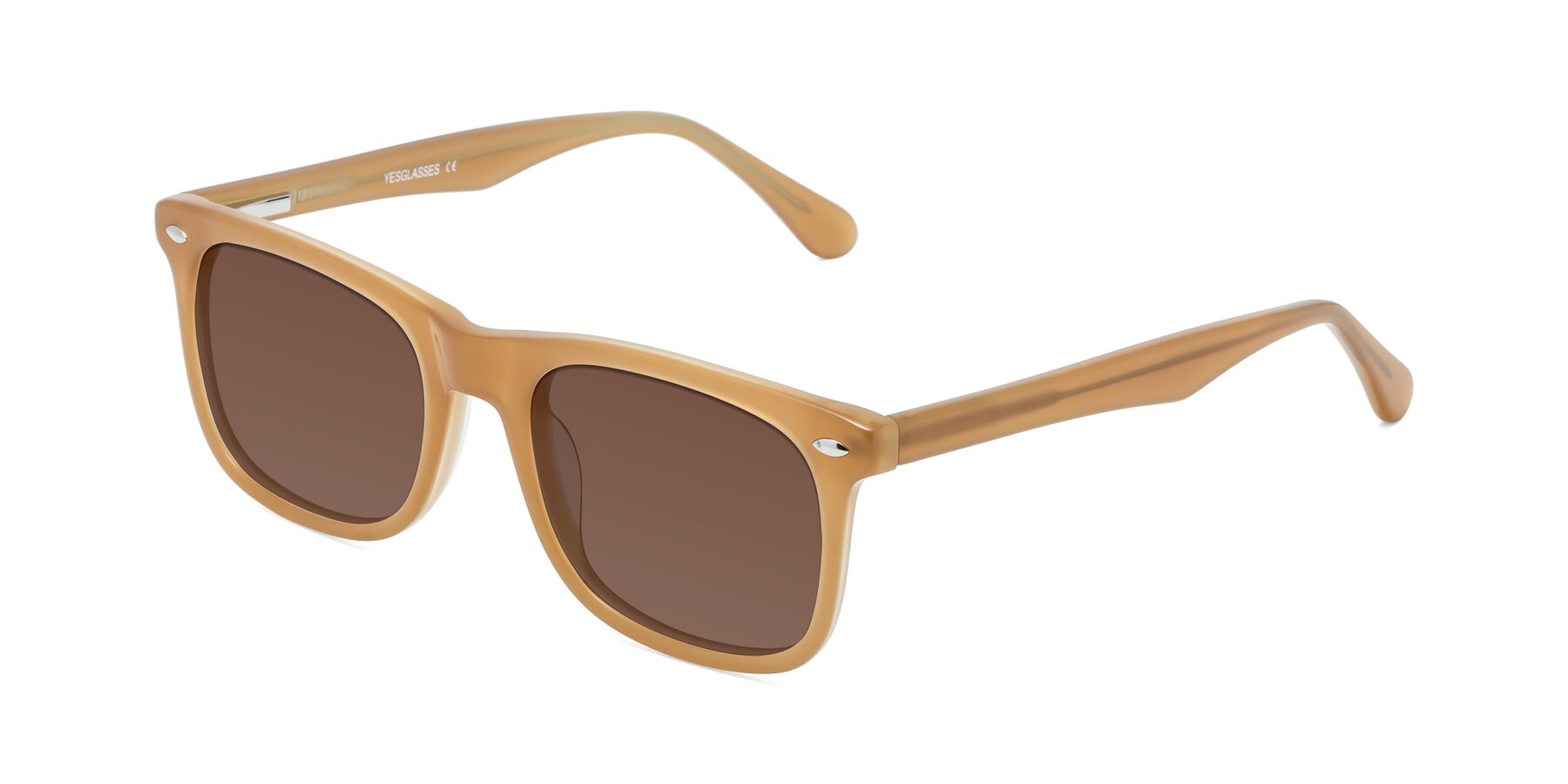 Angle of 007 in Caramel with Brown Tinted Lenses