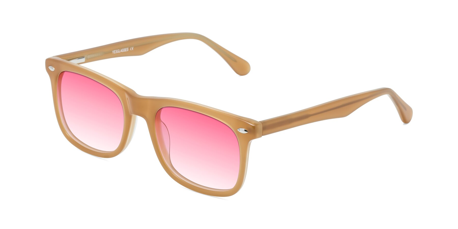 Angle of 007 in Caramel with Pink Gradient Lenses