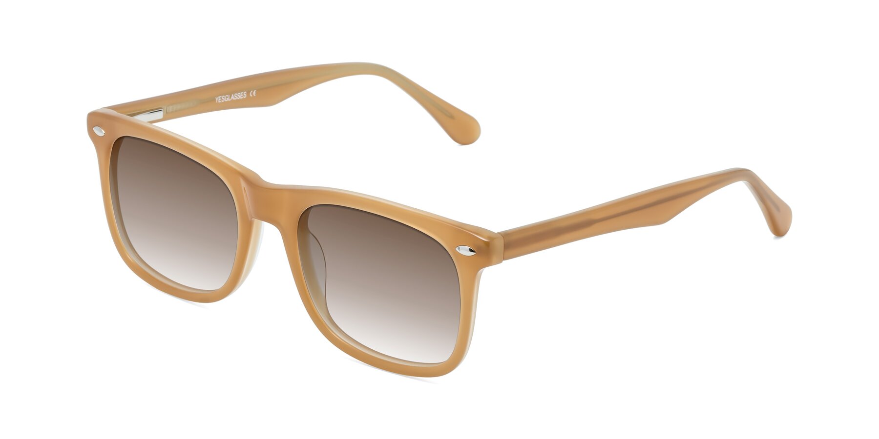Angle of 007 in Caramel with Brown Gradient Lenses