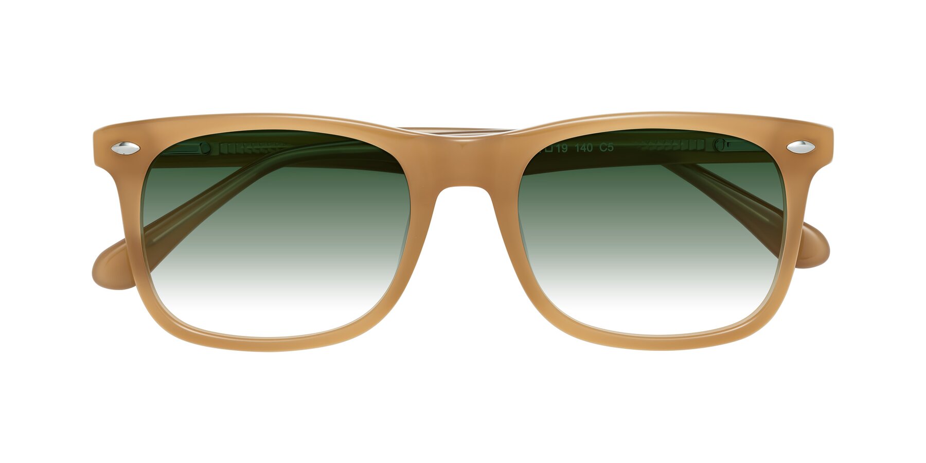 Folded Front of 007 in Caramel with Green Gradient Lenses