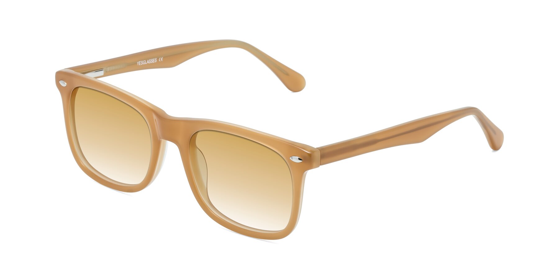 Angle of 007 in Caramel with Champagne Gradient Lenses