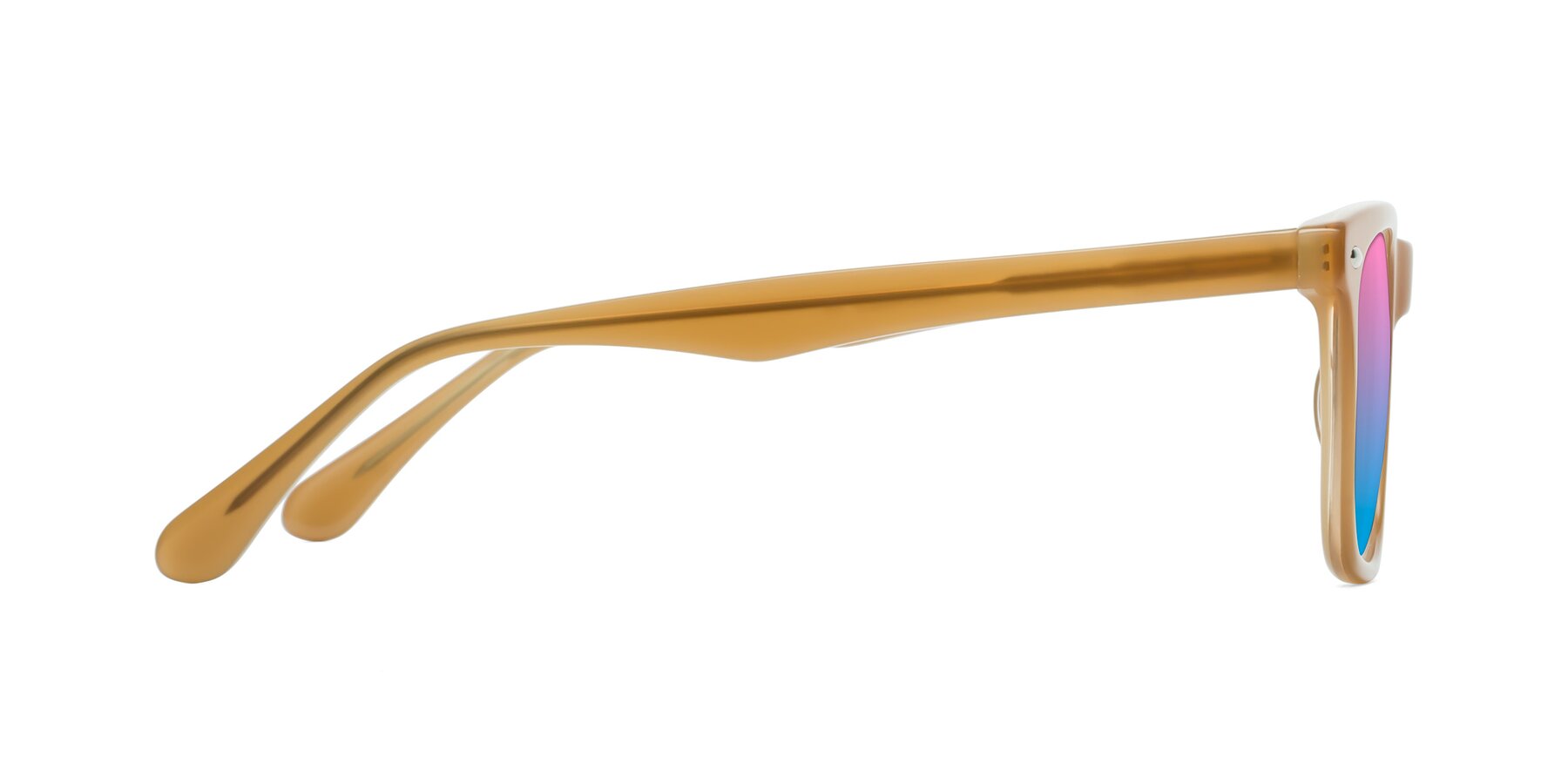 Side of 007 in Caramel with Pink / Blue Gradient Lenses