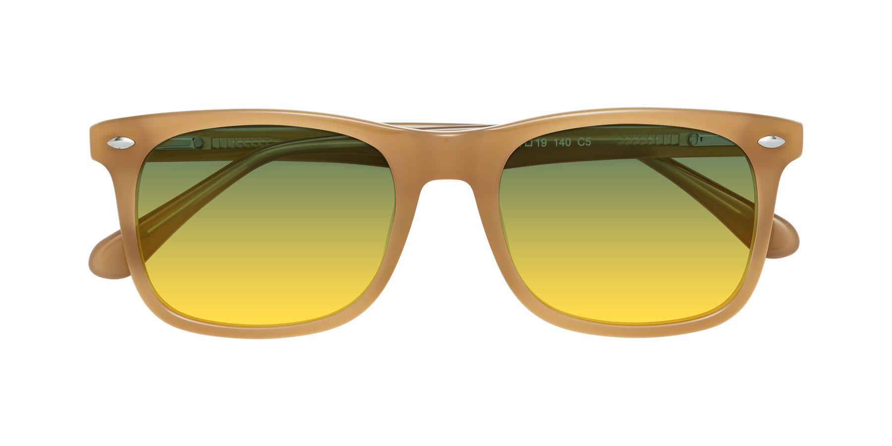 Folded Front of 007 in Caramel with Green / Yellow Gradient Lenses