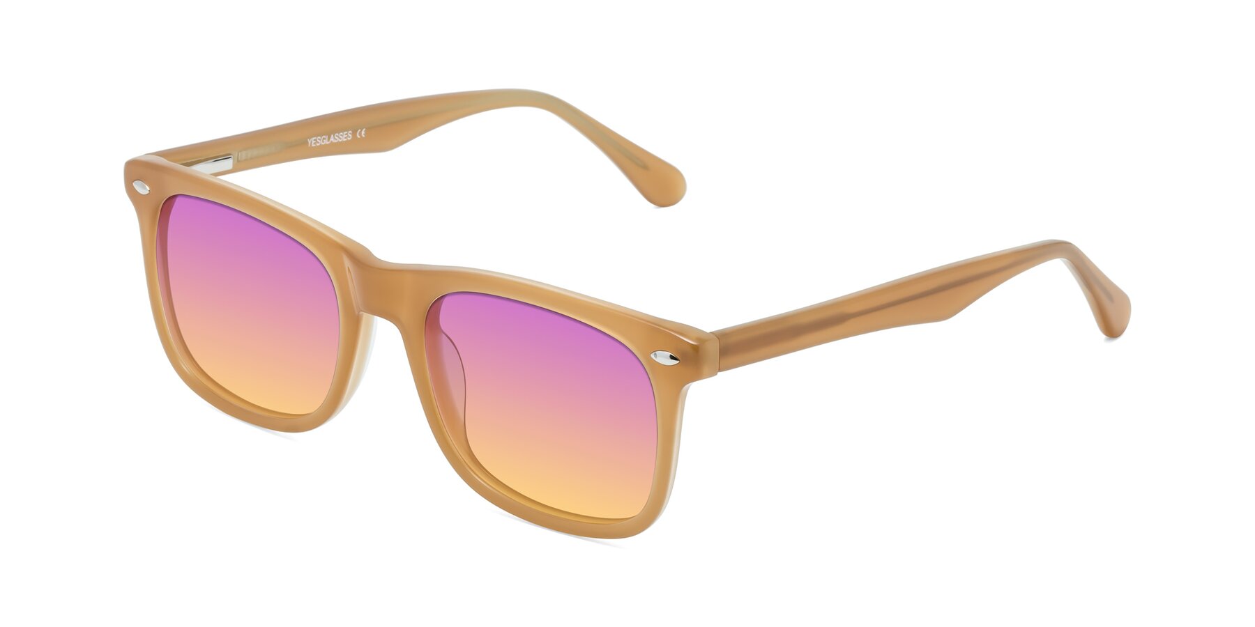 Angle of 007 in Caramel with Purple / Yellow Gradient Lenses