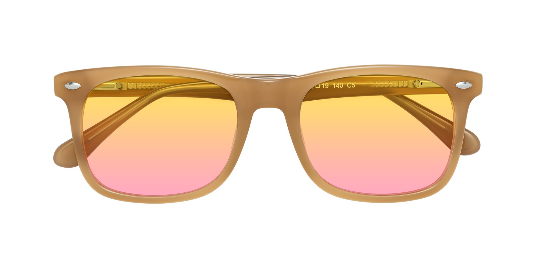 Folded Front of 007 in Caramel with Yellow / Pink Gradient Lenses