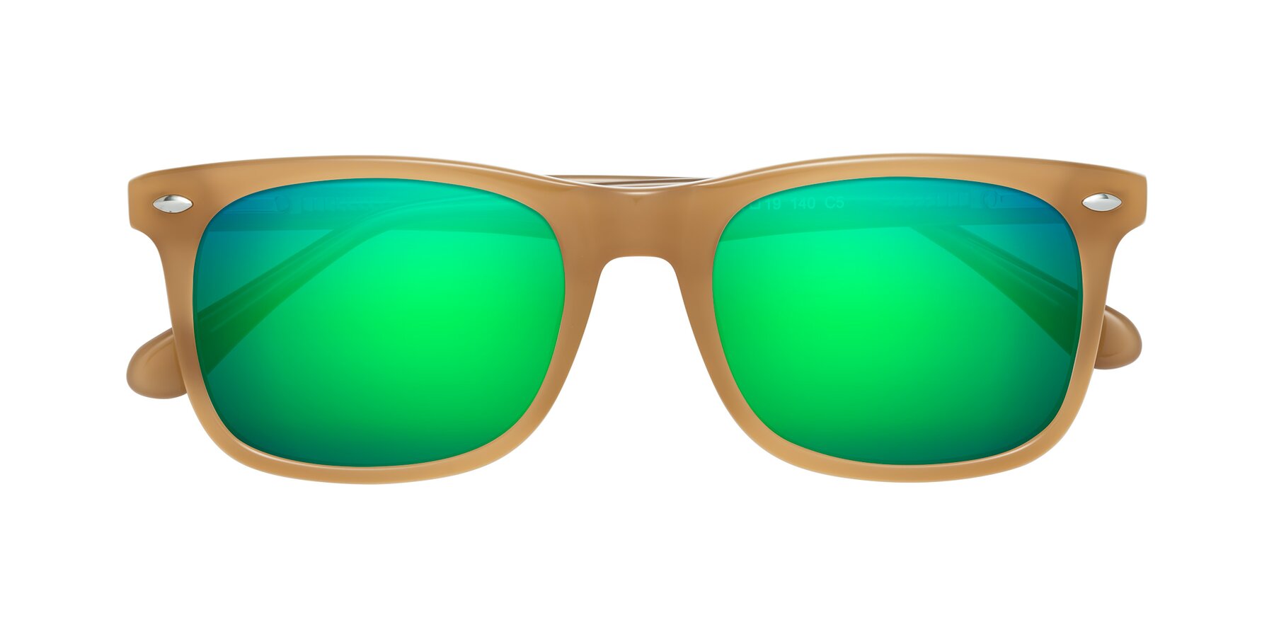 Folded Front of 007 in Caramel with Green Mirrored Lenses