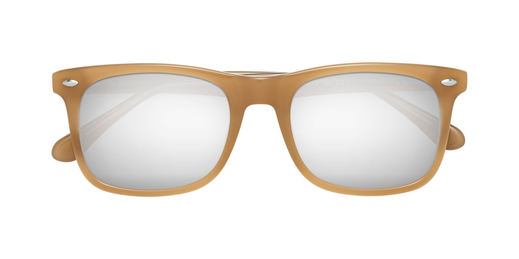 Folded Front of 007 in Caramel with Silver Mirrored Lenses