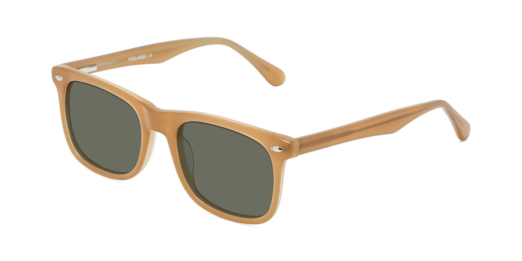 Angle of 007 in Caramel with Gray Polarized Lenses