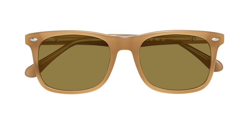 SQUARE SUNGLASSES 641807 IN BLACK ACETATE LIGHT BROWN LENSES main image 0