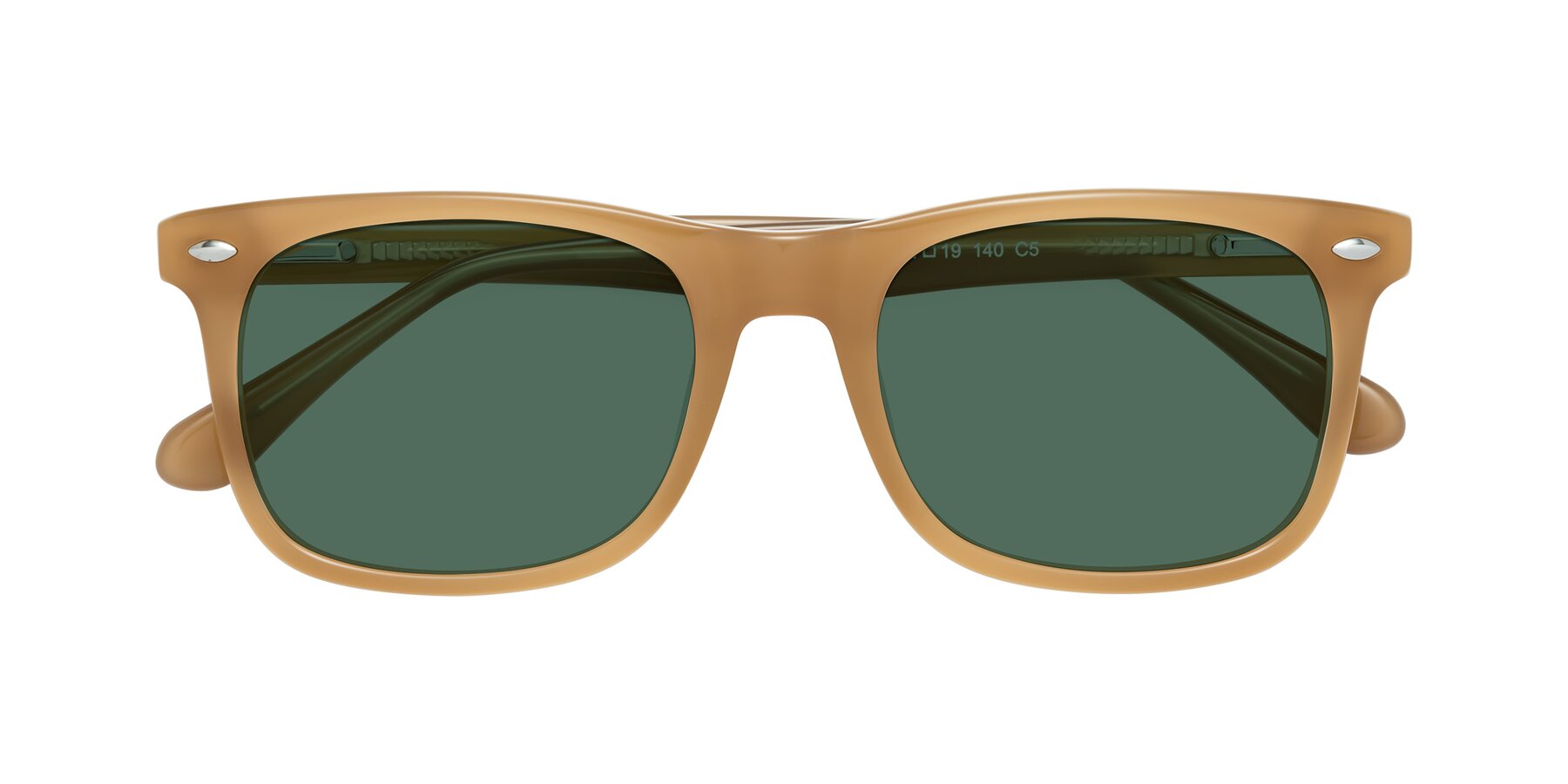 Folded Front of 007 in Caramel with Green Polarized Lenses