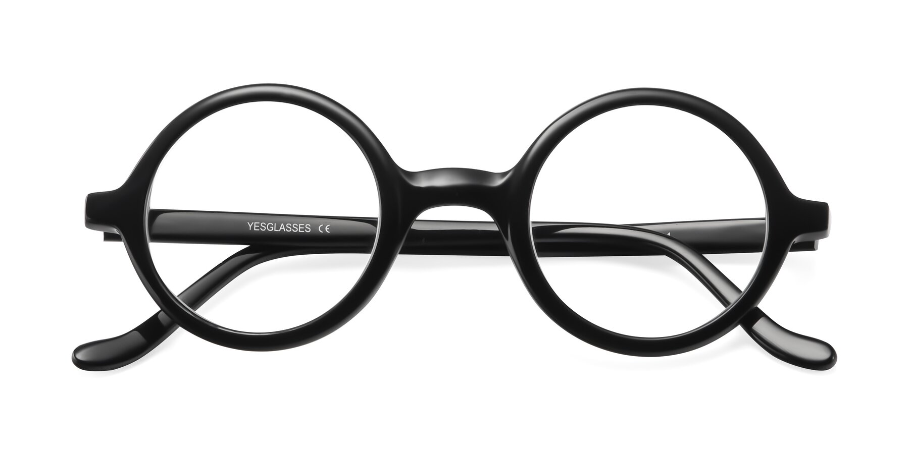 Folded Front of Chaplin in Black with Clear Eyeglass Lenses