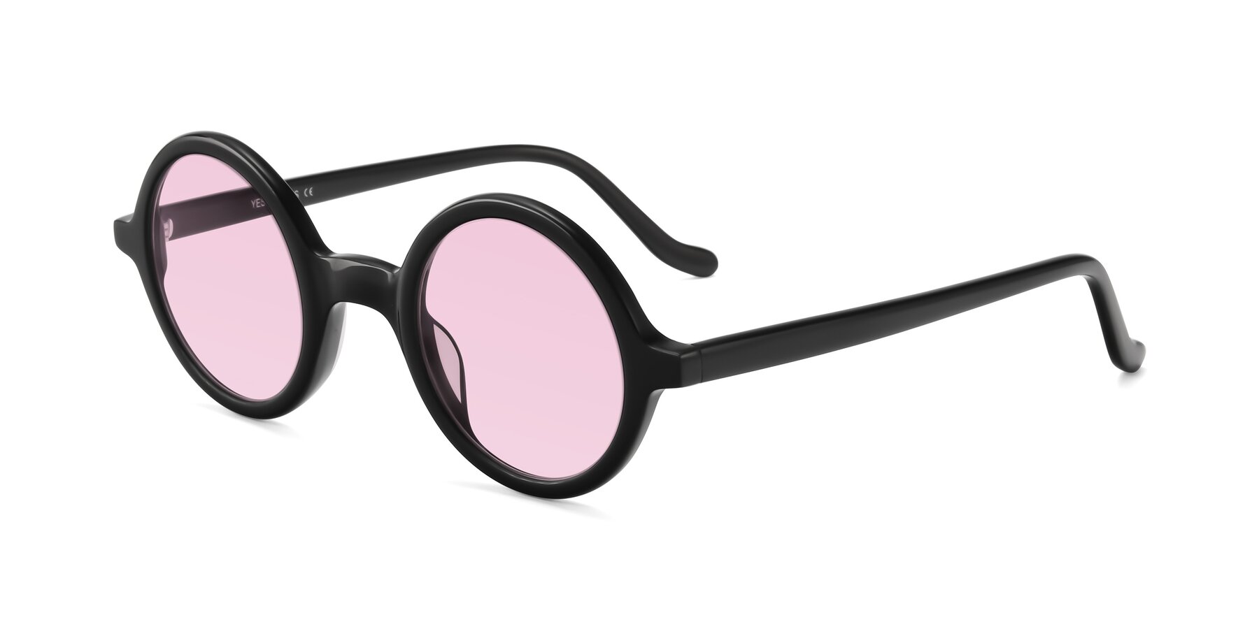 Angle of Chaplin in Black with Light Pink Tinted Lenses