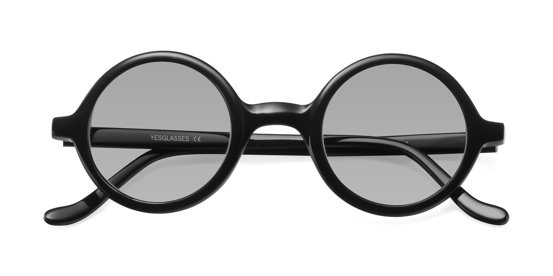 Folded Front of Chaplin in Black with Light Gray Tinted Lenses