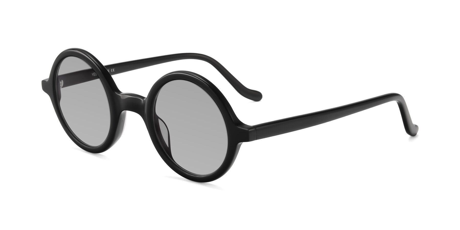 Angle of Chaplin in Black with Light Gray Tinted Lenses