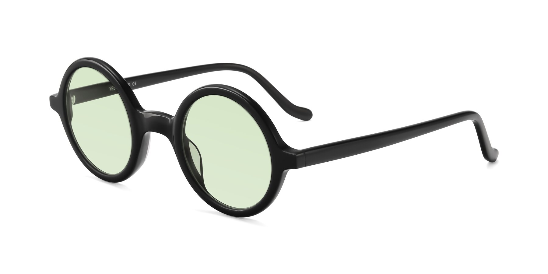 Angle of Chaplin in Black with Light Green Tinted Lenses