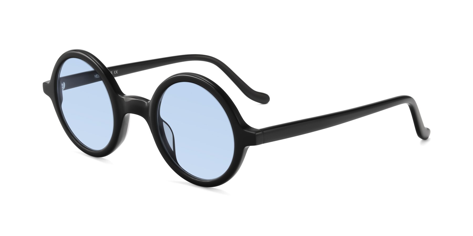 Angle of Chaplin in Black with Light Blue Tinted Lenses