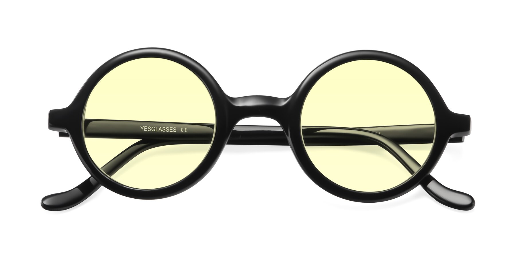 Folded Front of Chaplin in Black with Light Yellow Tinted Lenses