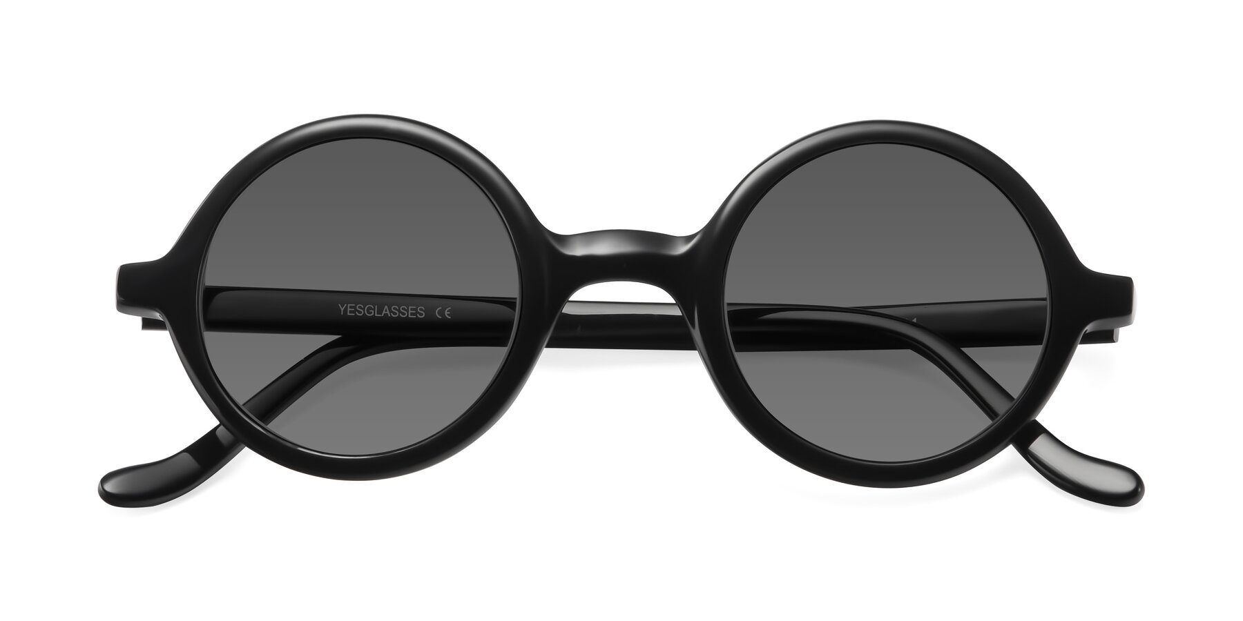 Folded Front of Chaplin in Black with Medium Gray Tinted Lenses