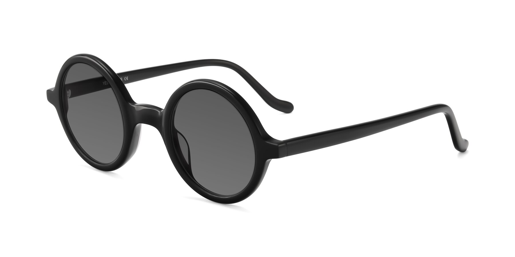 Angle of Chaplin in Black with Medium Gray Tinted Lenses