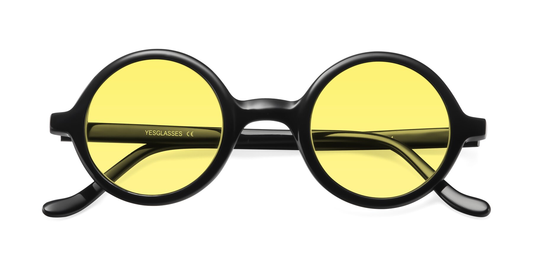 Folded Front of Chaplin in Black with Medium Yellow Tinted Lenses