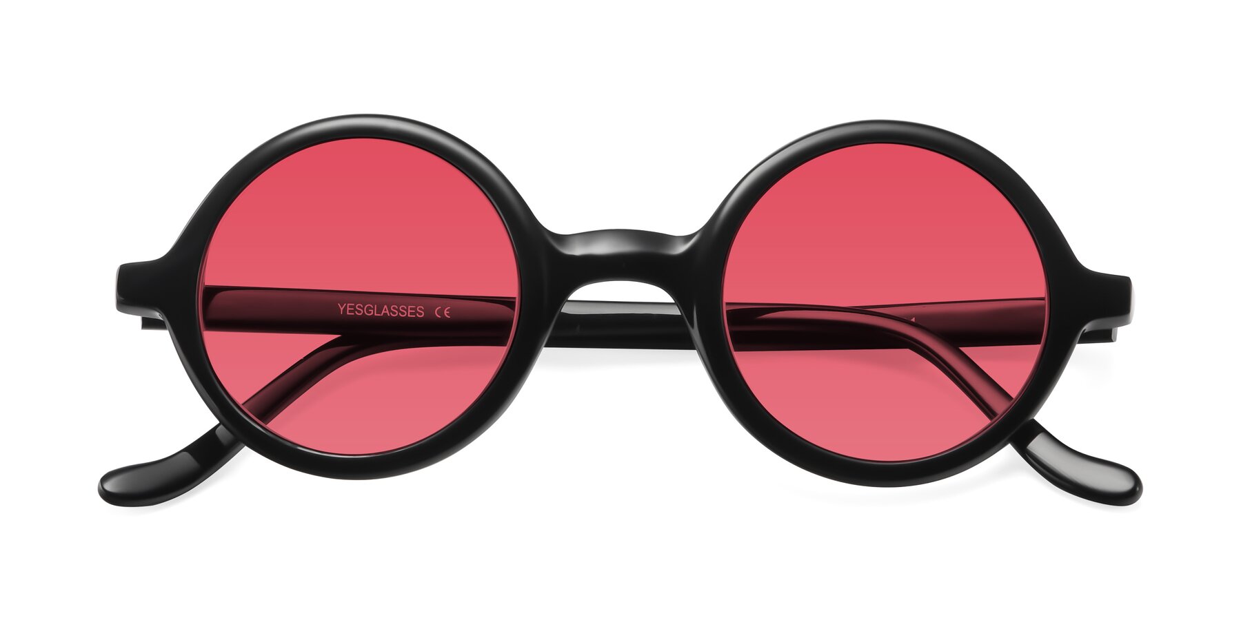 Folded Front of Chaplin in Black with Red Tinted Lenses