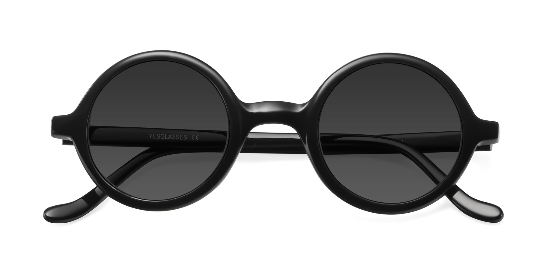 Folded Front of Chaplin in Black with Gray Tinted Lenses