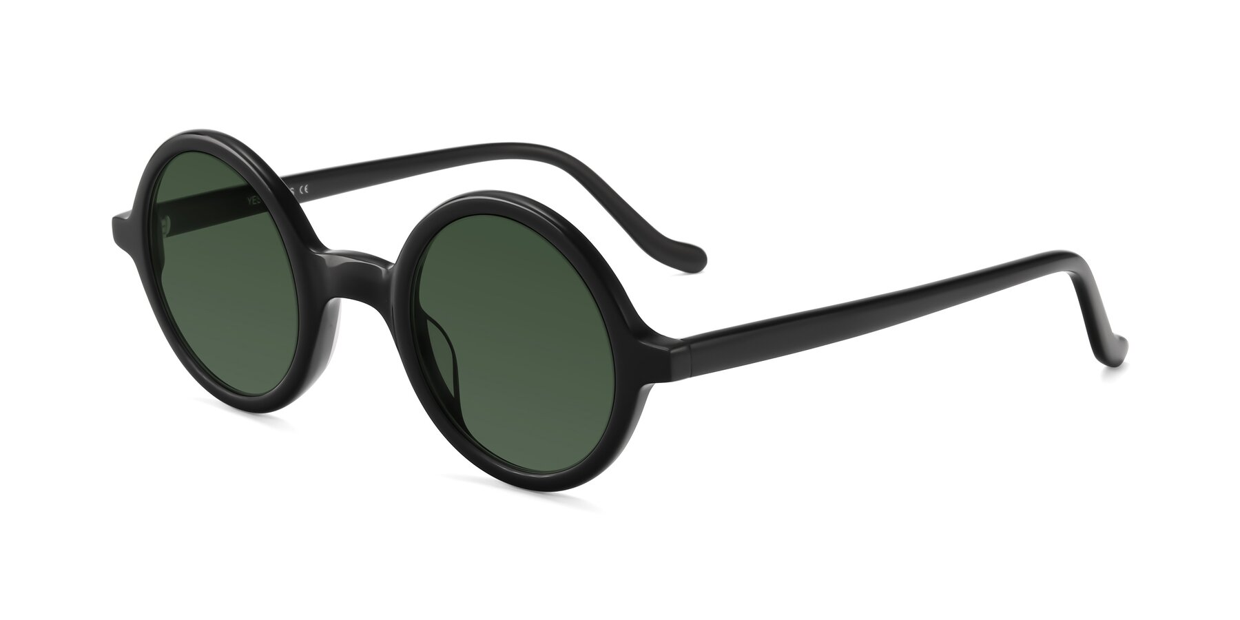 Angle of Chaplin in Black with Green Tinted Lenses