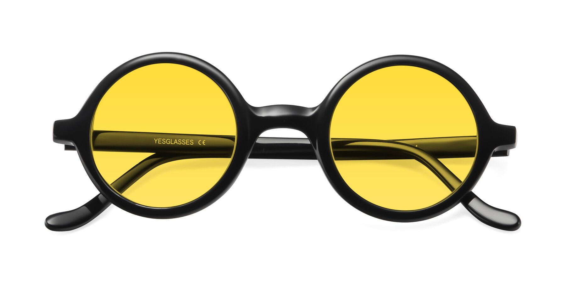 Folded Front of Chaplin in Black with Yellow Tinted Lenses