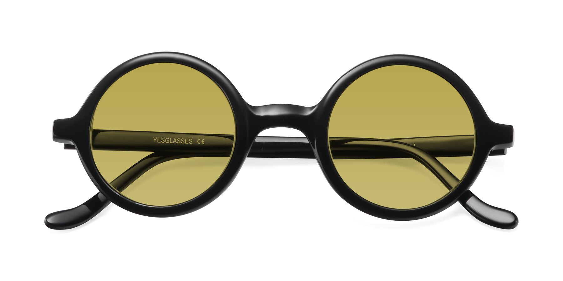 Folded Front of Chaplin in Black with Champagne Tinted Lenses